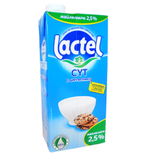 Молоко lactel 2.5% 1л т/п