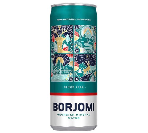 Вода минеральная borjomi газированная жб 0.33л