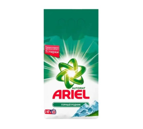 Стиральный порошок Ariel автомат горный родник пласт 3кг + fairy окси сочный лимон жидкость для посу