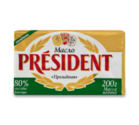Масло кислосливочное Lactalis President соленое мдж80% фольга 200г
