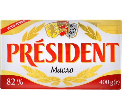 Масло сливочное Lactalis President несоленое 82% 400г