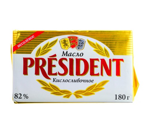 Масло сливочное "PREZIDENT" 82%, 180гр