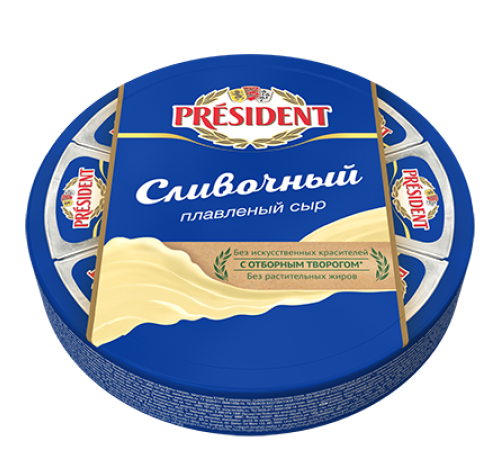 Сыр плавленый Lactalis President сливочный 45%ж 140г картон