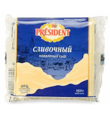 Сыр плавленый Lactalis President Мастер бутерброда сливочный, 40 %ж 150г полиэтилен