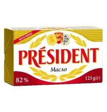 Масло сливочное Lactalis President мдж82% 125г фольга