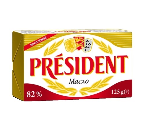 Масло сливочное Lactalis President мдж82% 125г фольга