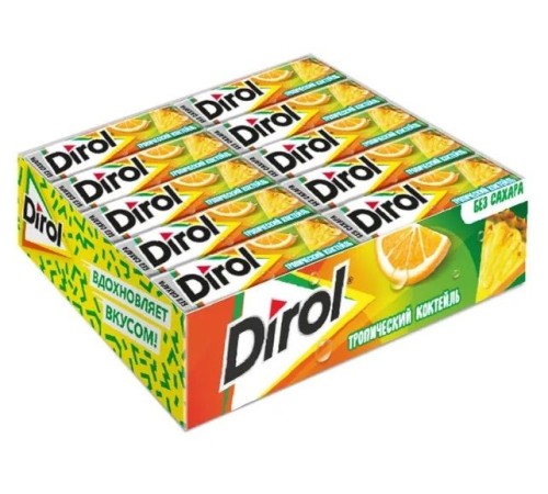Жевательная резинка dirol троп.коктейль 13.6г вк.троп.фруктов