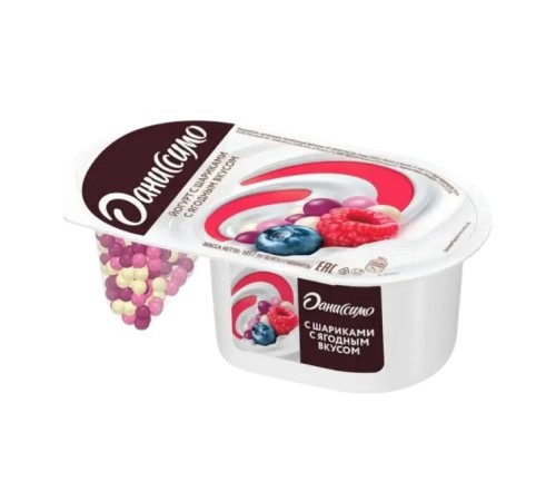 Йогурт Danone danissimo фантазия хрустящие шарики ягодый вкус 6.9% 105г