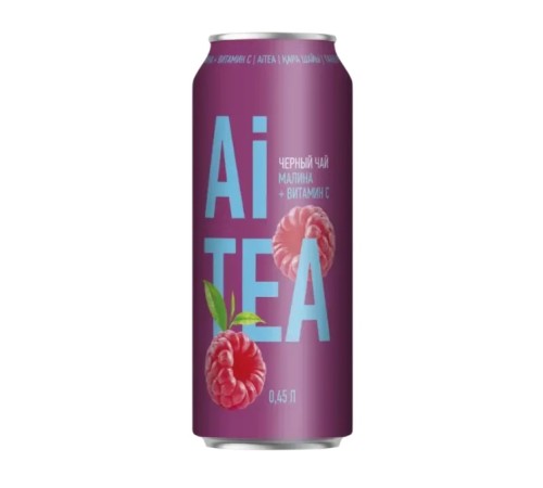 Напиток Черн.Чай Ai tea Малина 0,45 а/б